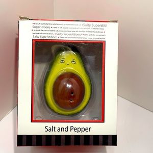 Adorable Avocado & Nut Salt and Pepper Shaker! New In Box! NIB